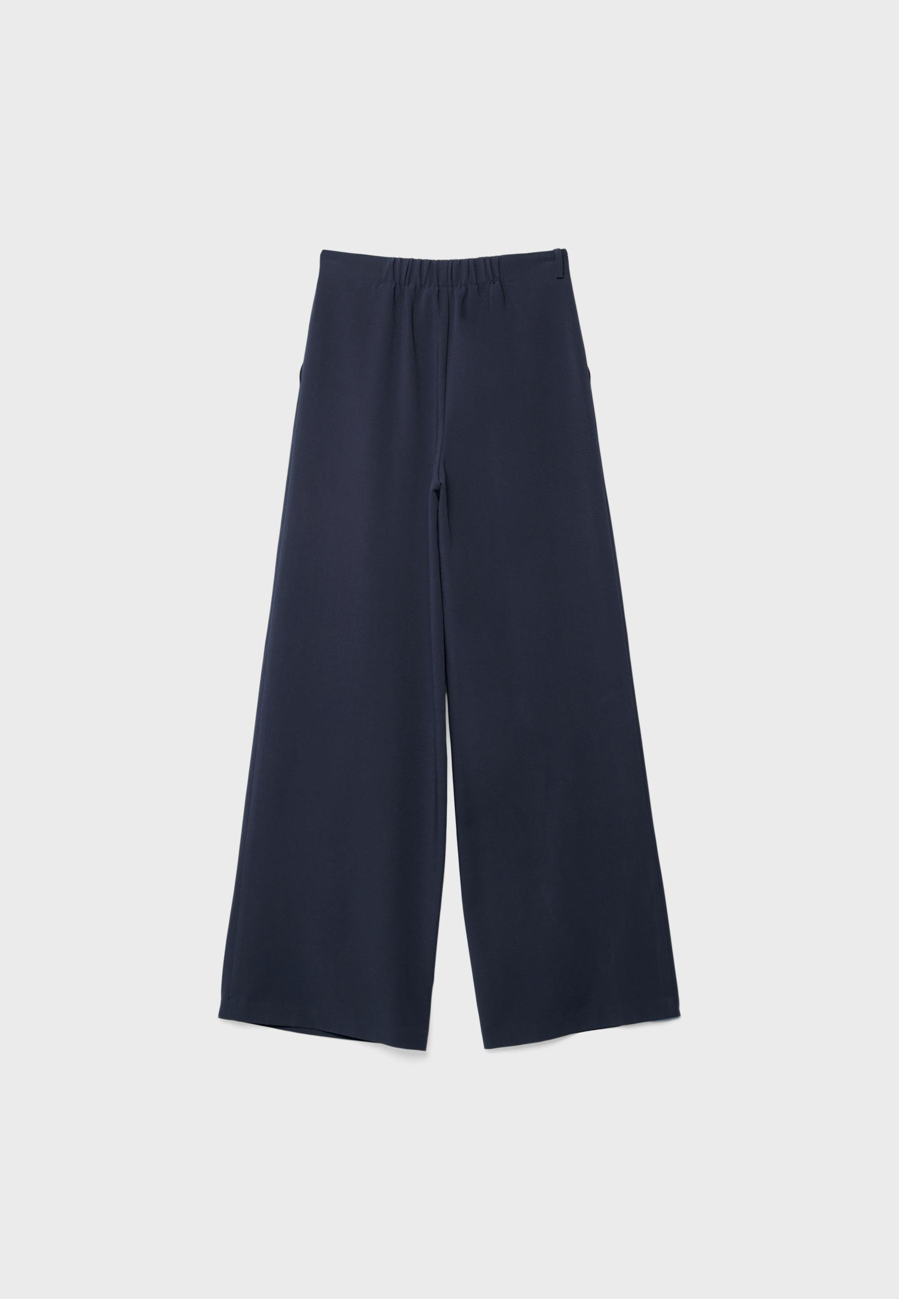 Wide-leg trousers with buckle detail — Blue