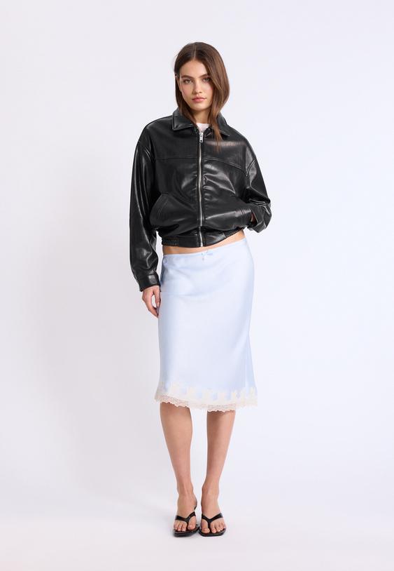 Stradivarius Oversize Leather Effect Jacket Black S