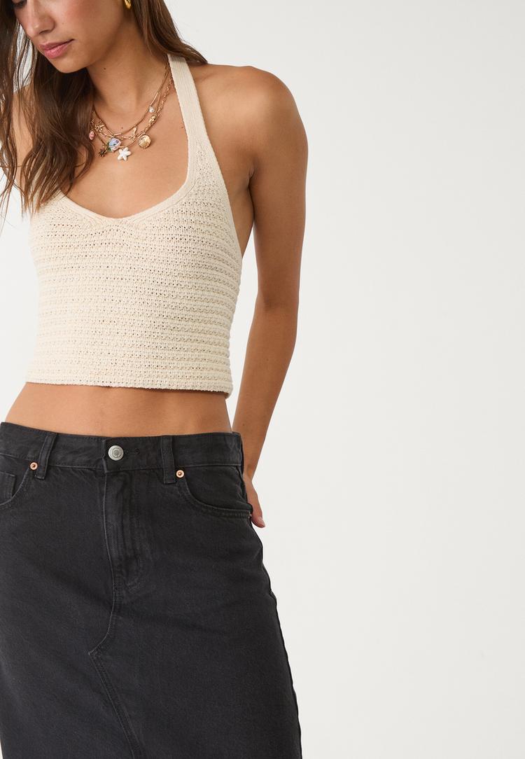 d70 falda midi fluida denim
