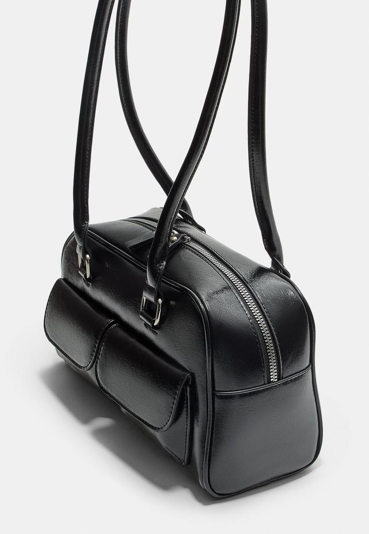 shoulder bag with pockets and long strap