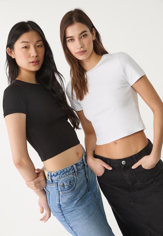 pack of 2 cropped cotton t shirts