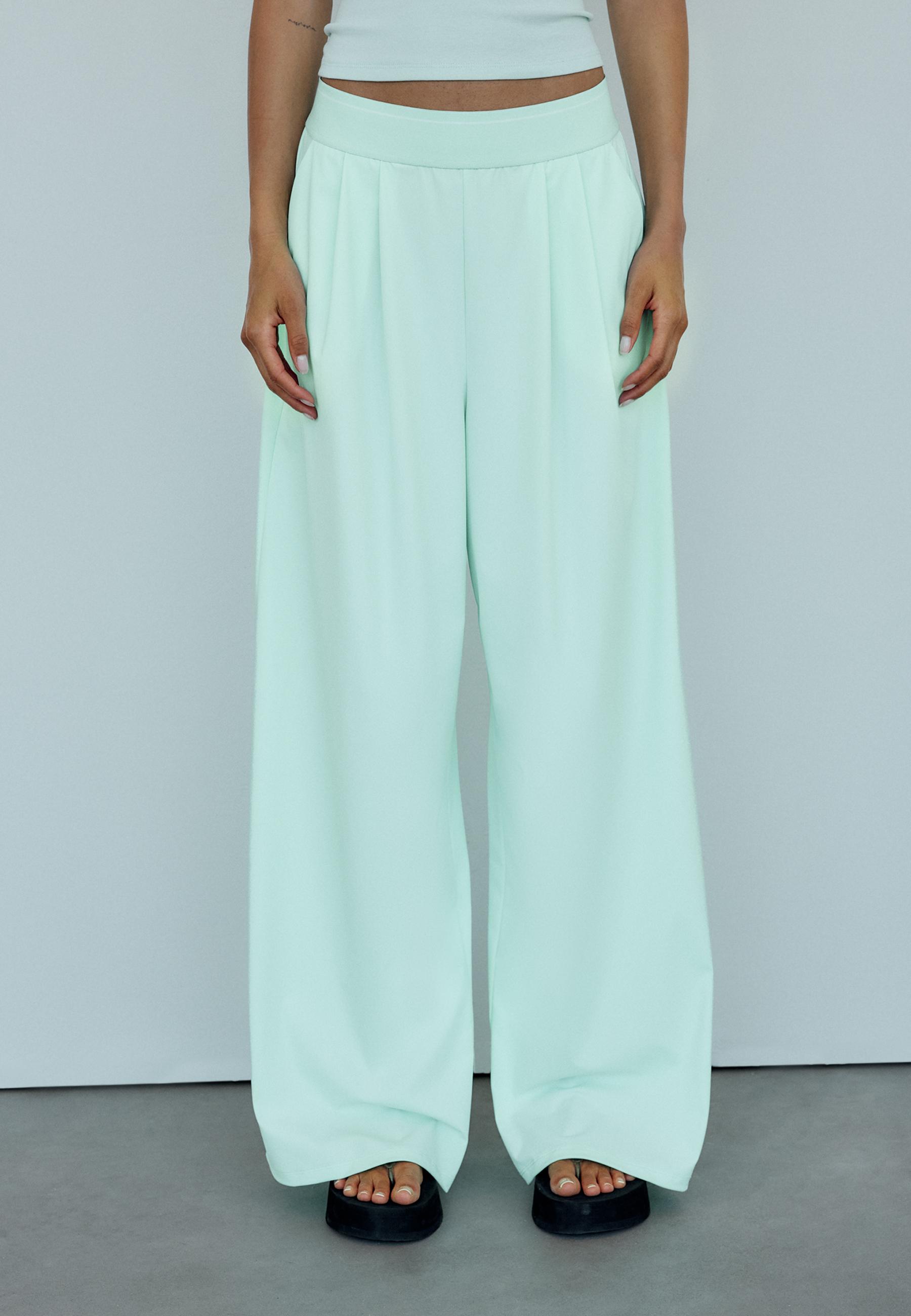 Elasticated waist palazzo joggers — Pastel green