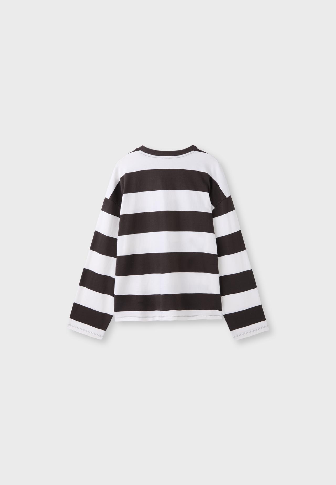 Boxy striped long sleeve T-shirt — Brown