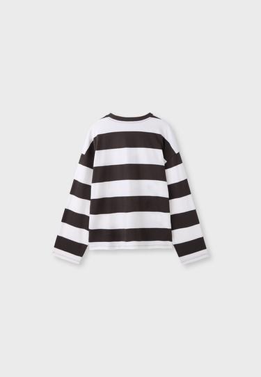 Boxy striped long sleeve T-shirt — Brown 8