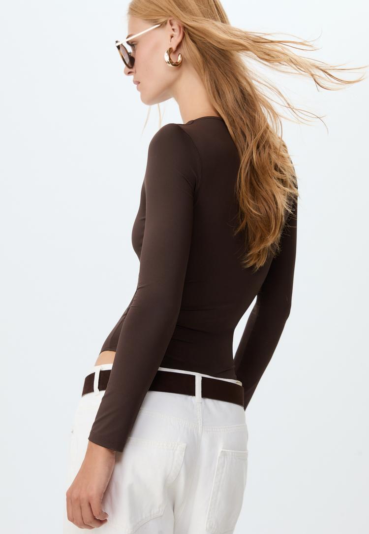 polyamide bodysuit with square neckline