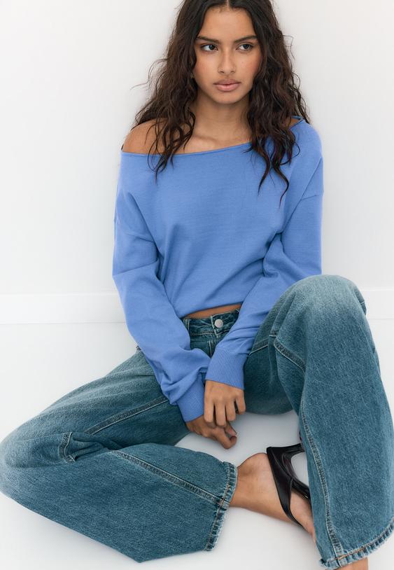 Асиметричен Трикотажен Пуловер