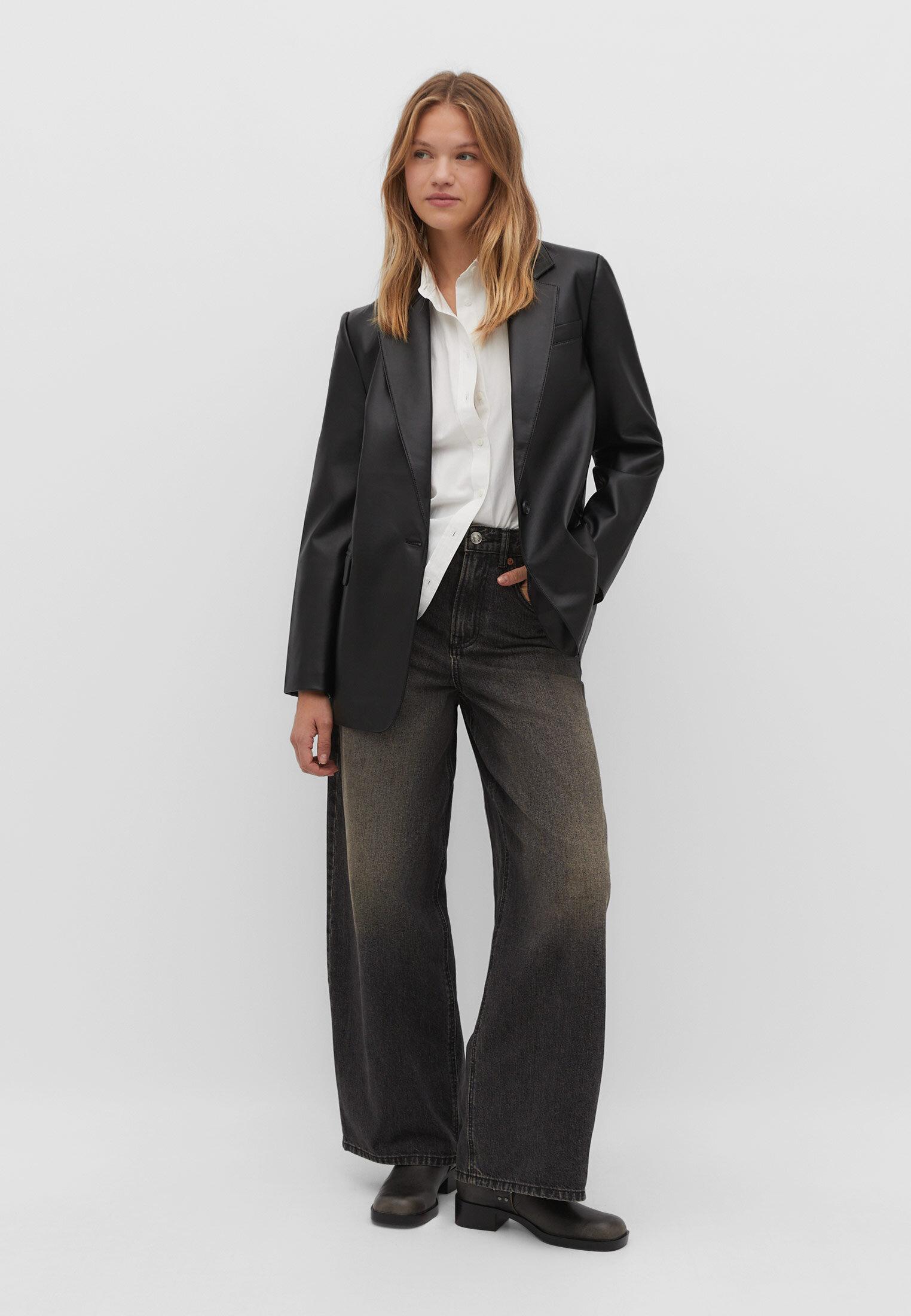 Regular fit leather effect blazer — Black