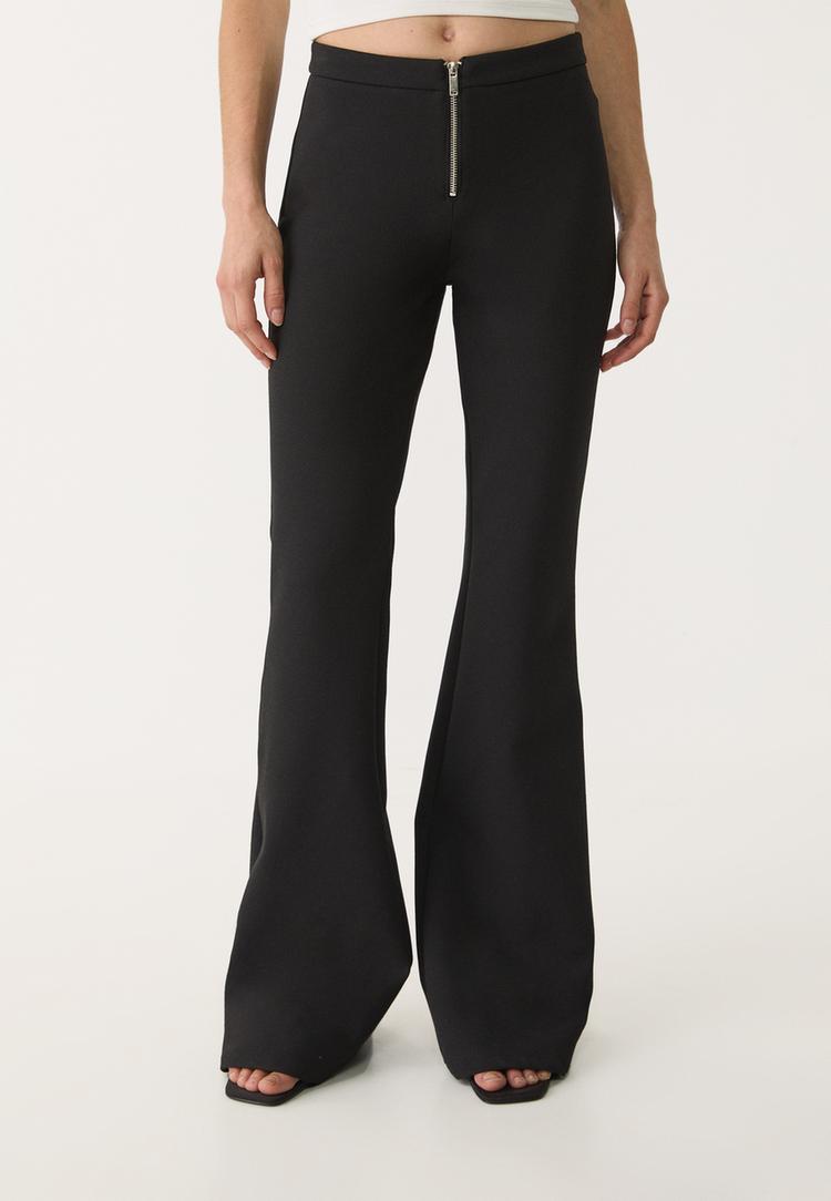 pantalon flare cremallera