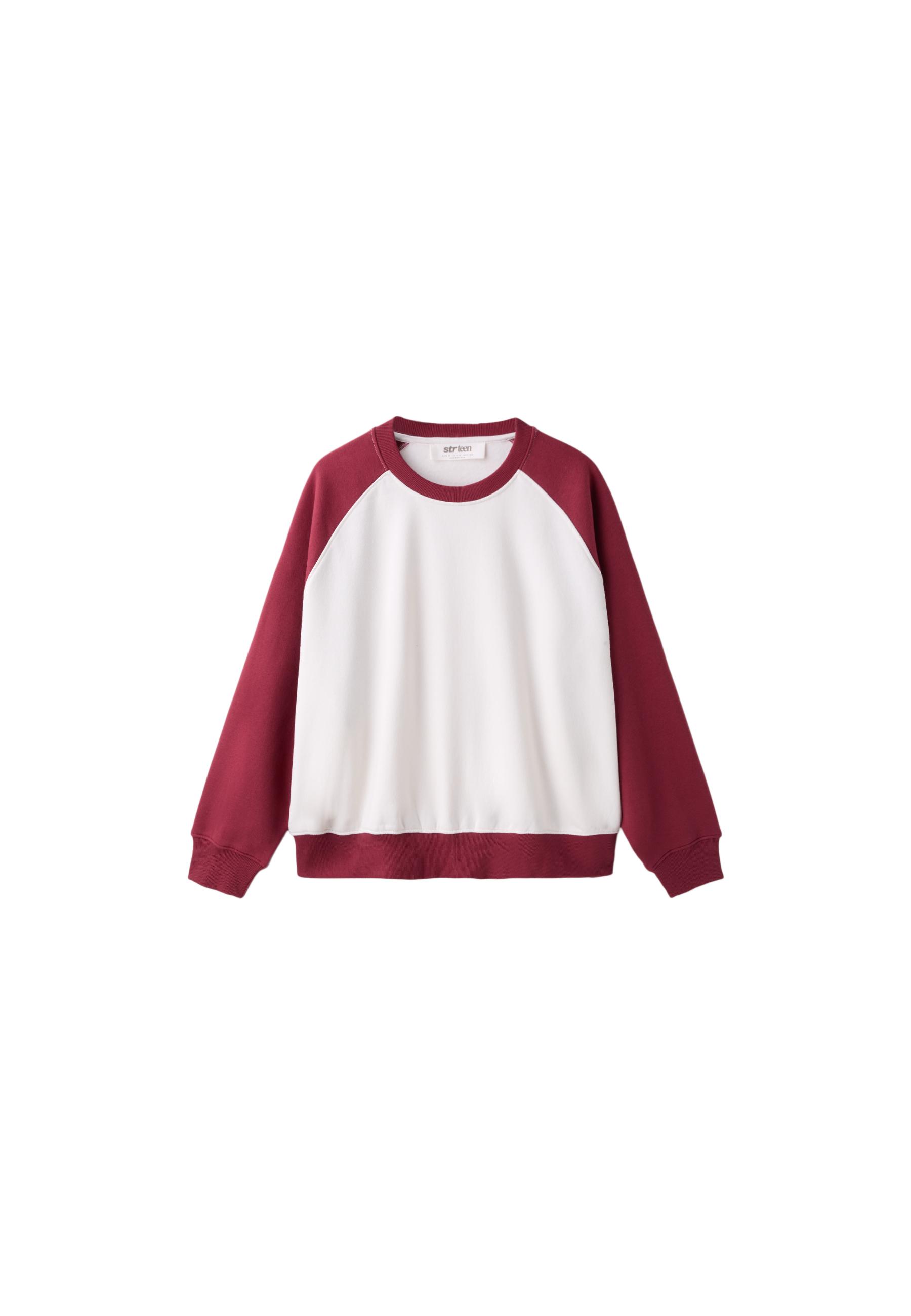Contrast cropped sweatshirt — Dark red