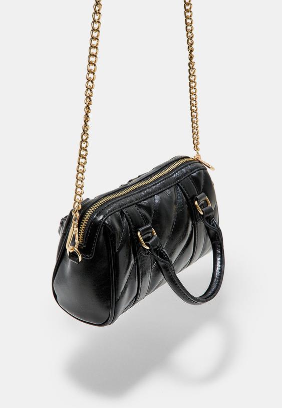 Stradivarius Quilted Bowling Bag Black Os