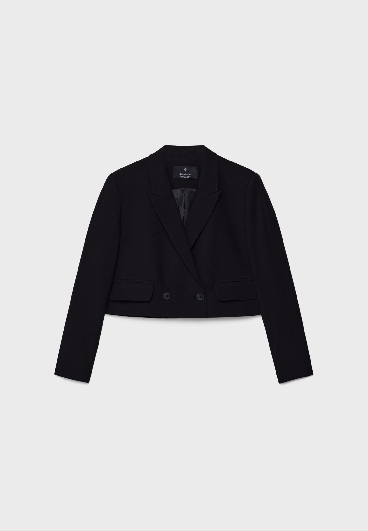 Cropped blazer dress — Black