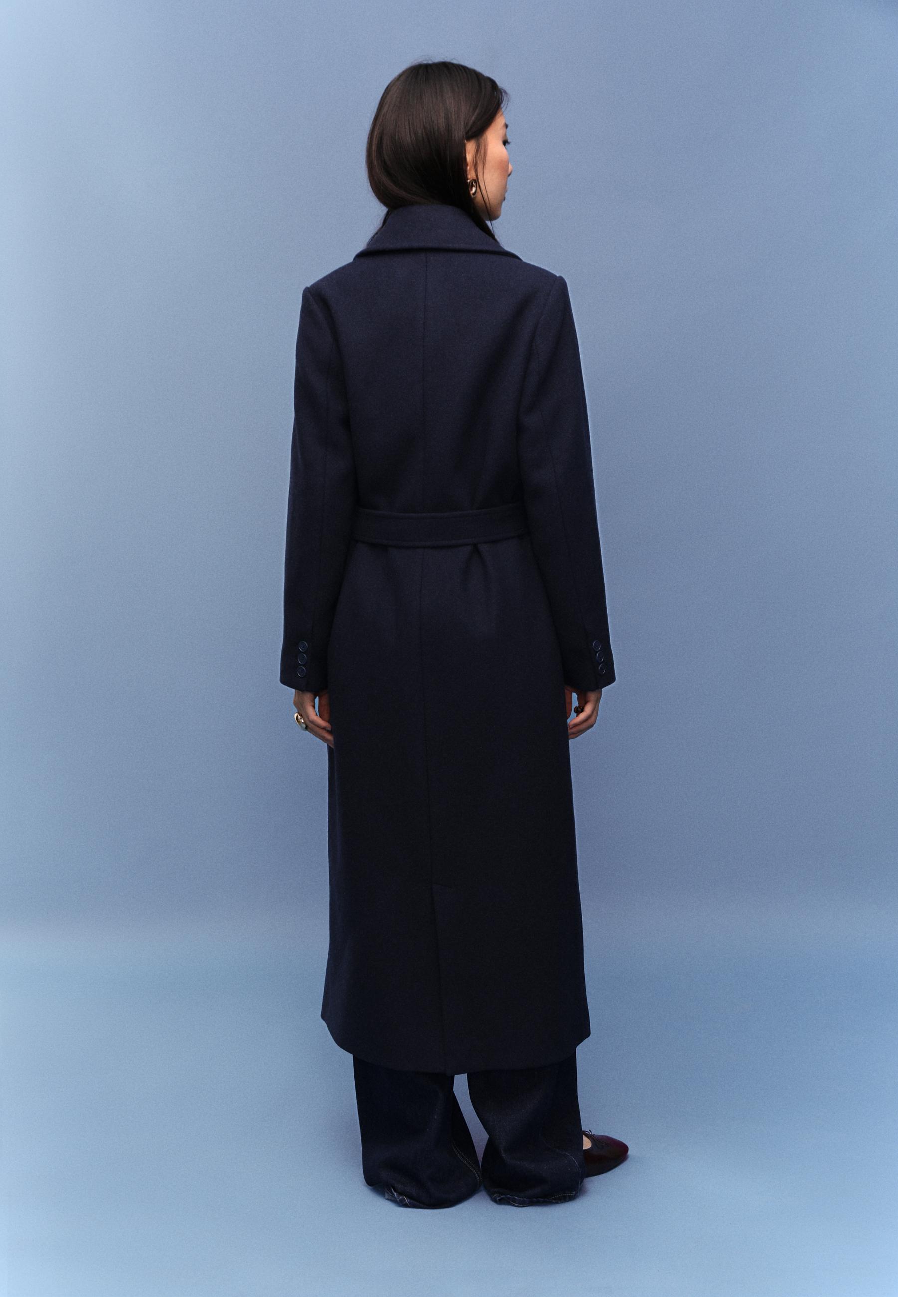 Long coat with belt — Dark blue