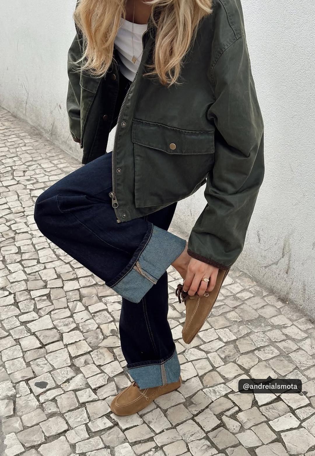 Contrast short waxed parka — Khaki