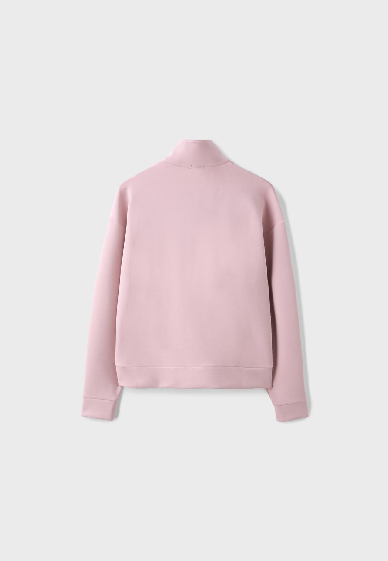 Soft-touch sweatshirt with zip — Pastel pink