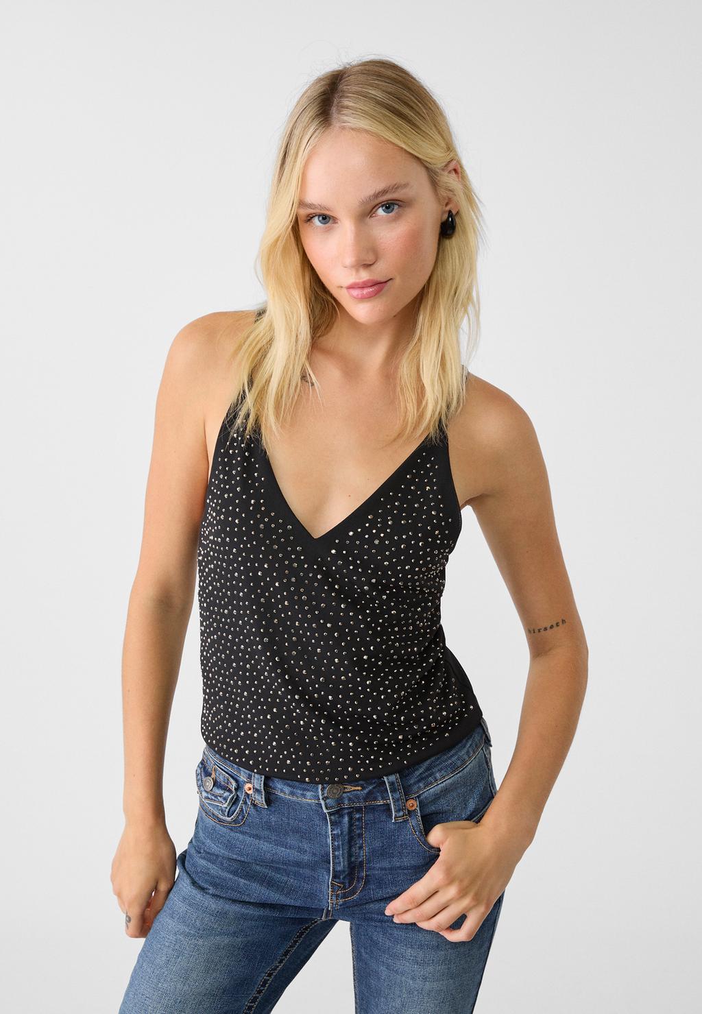 Strappy rhinestone top