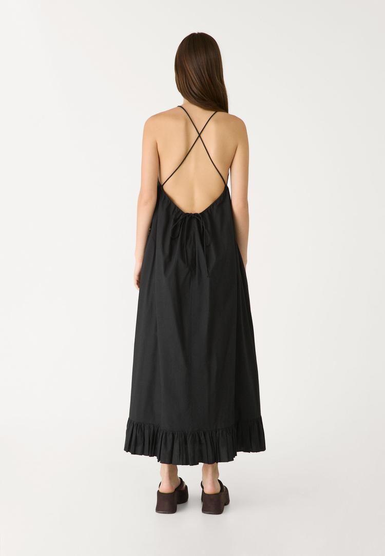 vestido largo popelin
