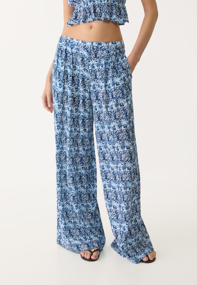 pantalon fluido palazzo estampado