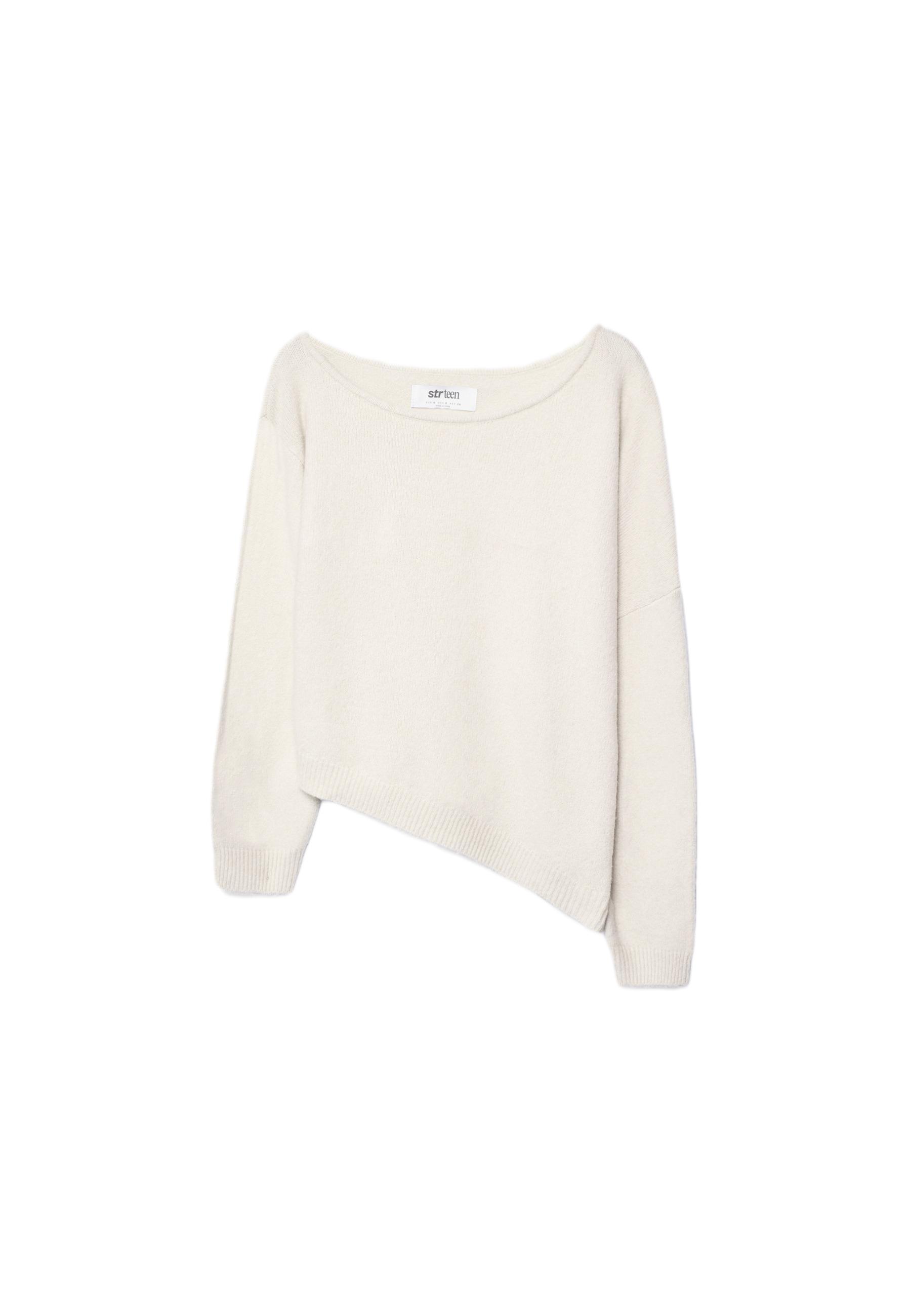 Asymmetric knit sweater — Ecru