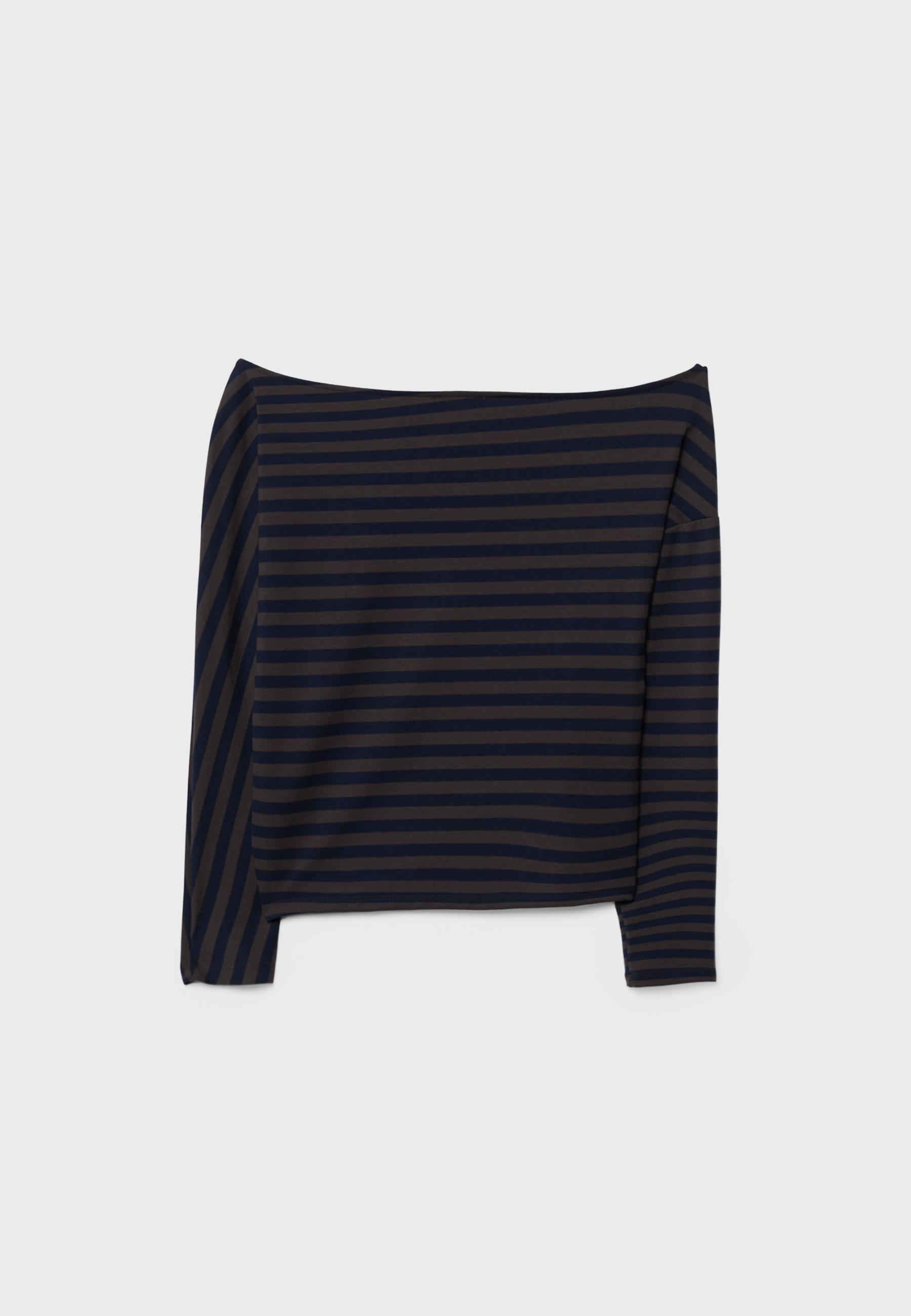 Asymmetric striped T-shirt — Navy blue