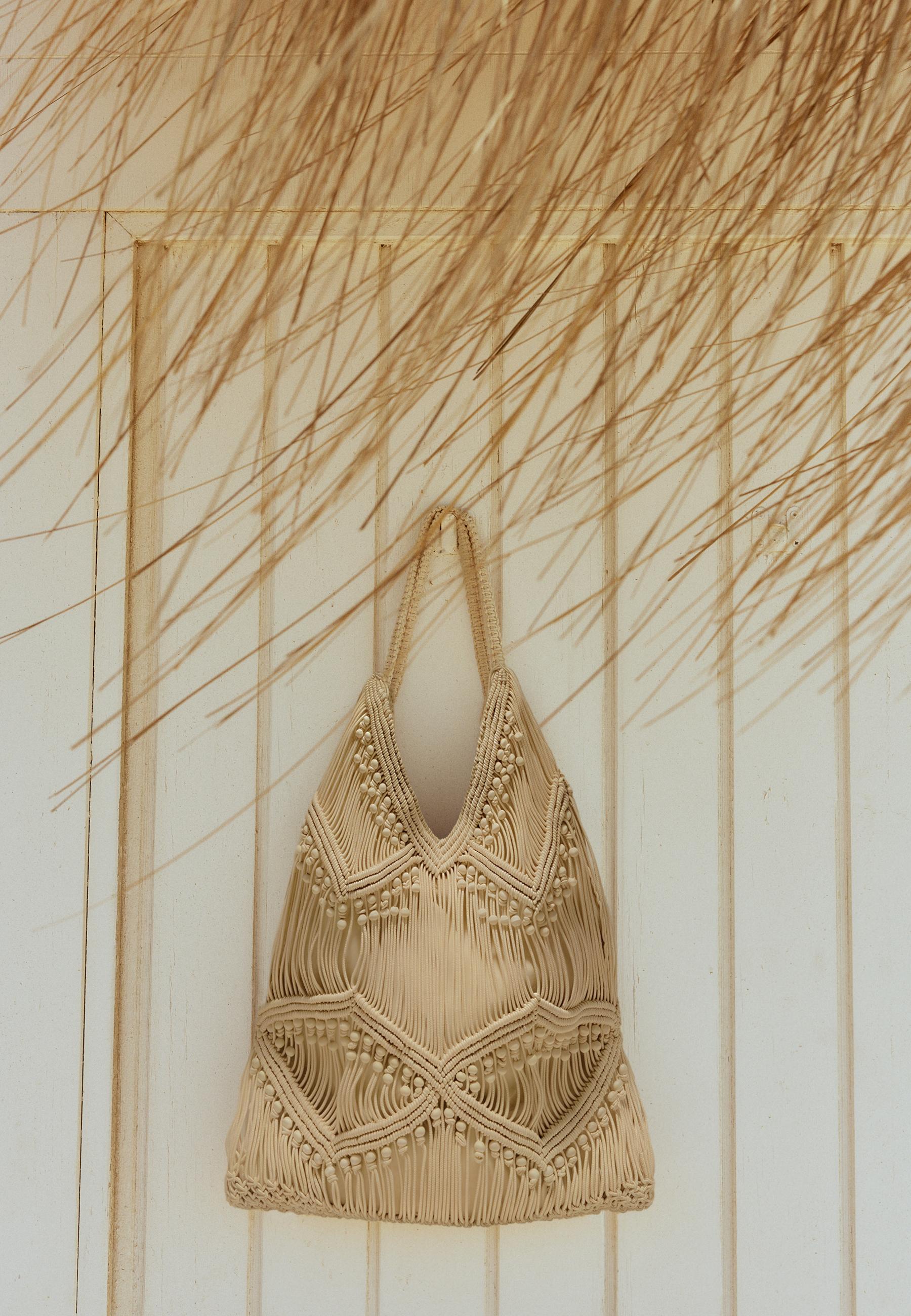 Macramé shoulder bag — Ecru