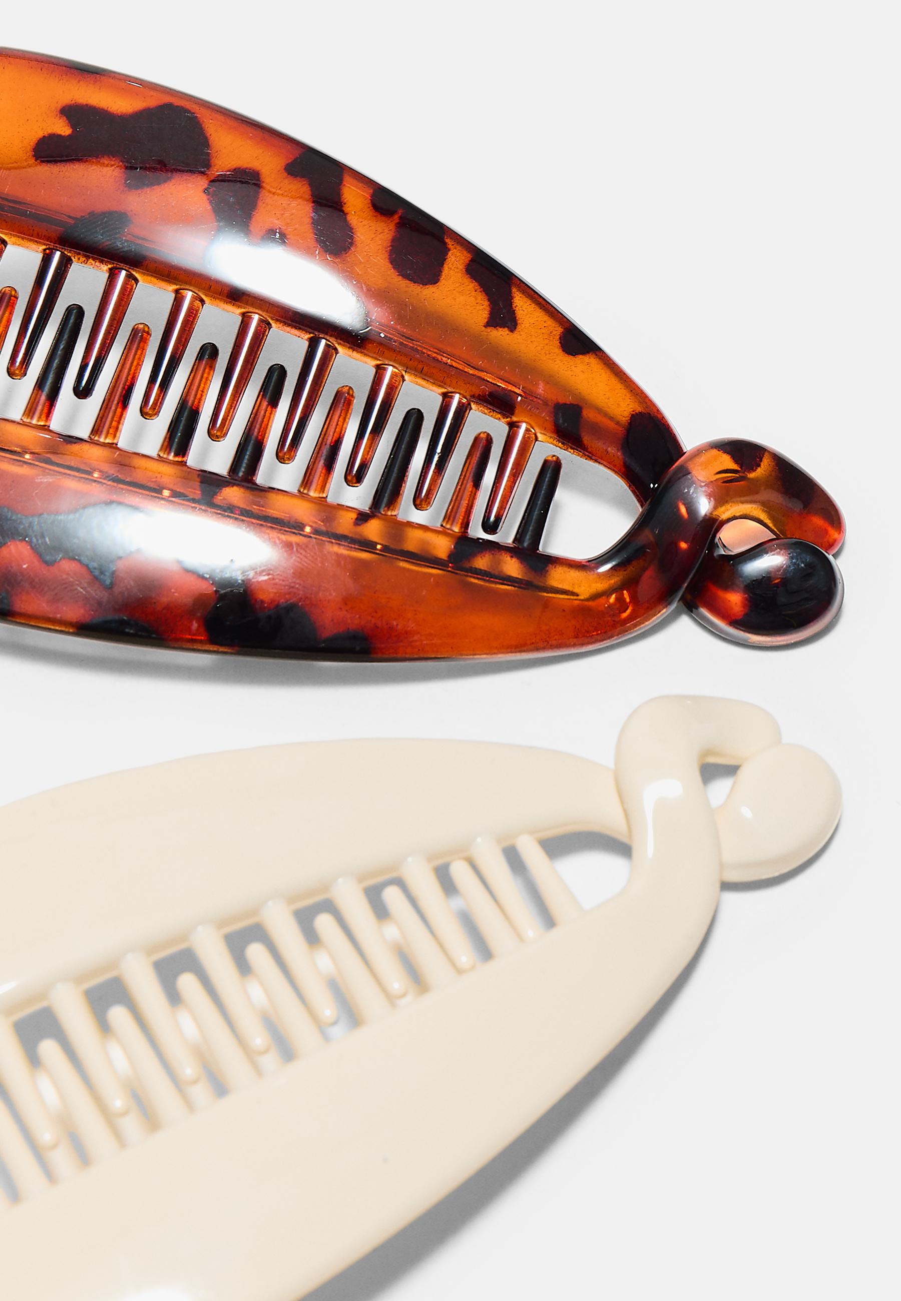 Set of 2 banana hair clips — Ecru