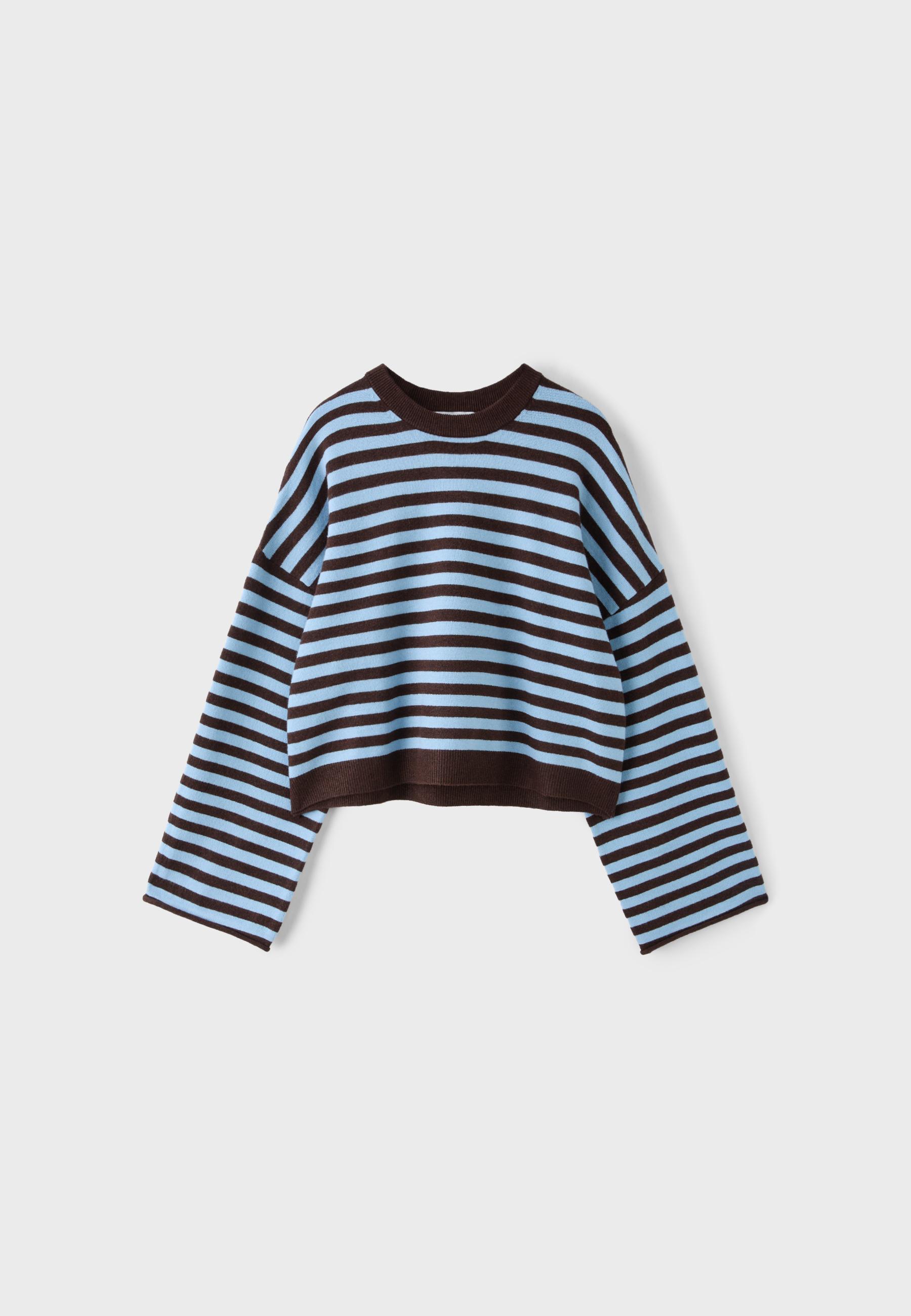 Wide sleeve cropped knit jumper — Brown