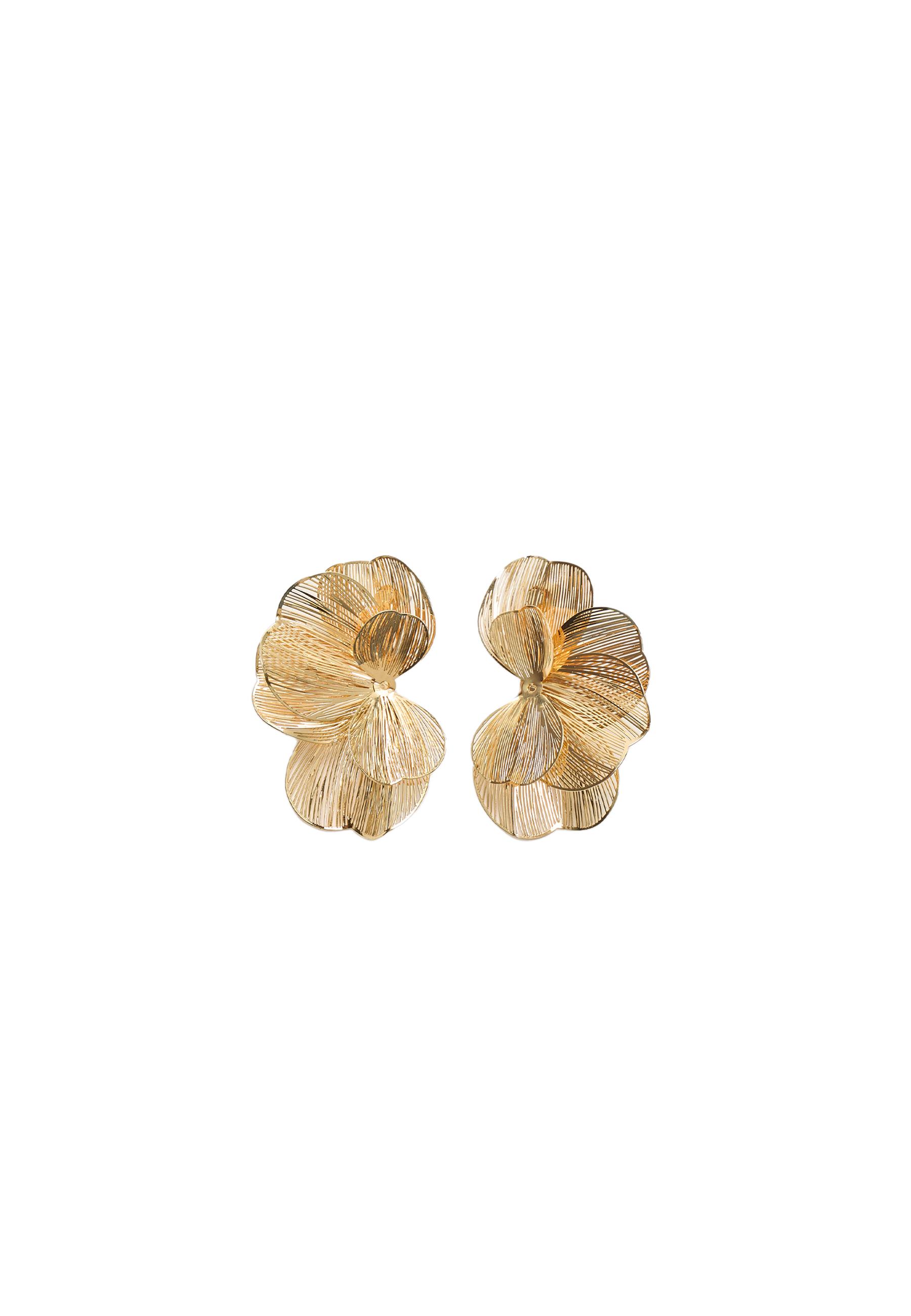 Textured flower fan earrings — Gold