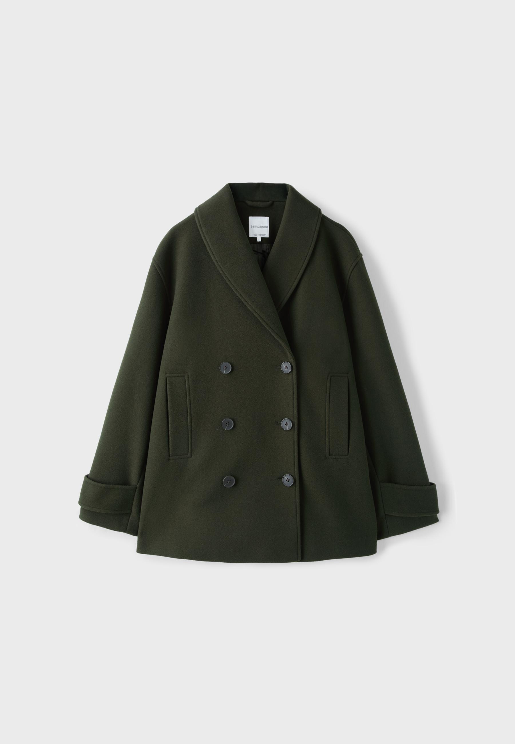 Shawl neck short coat — Khaki