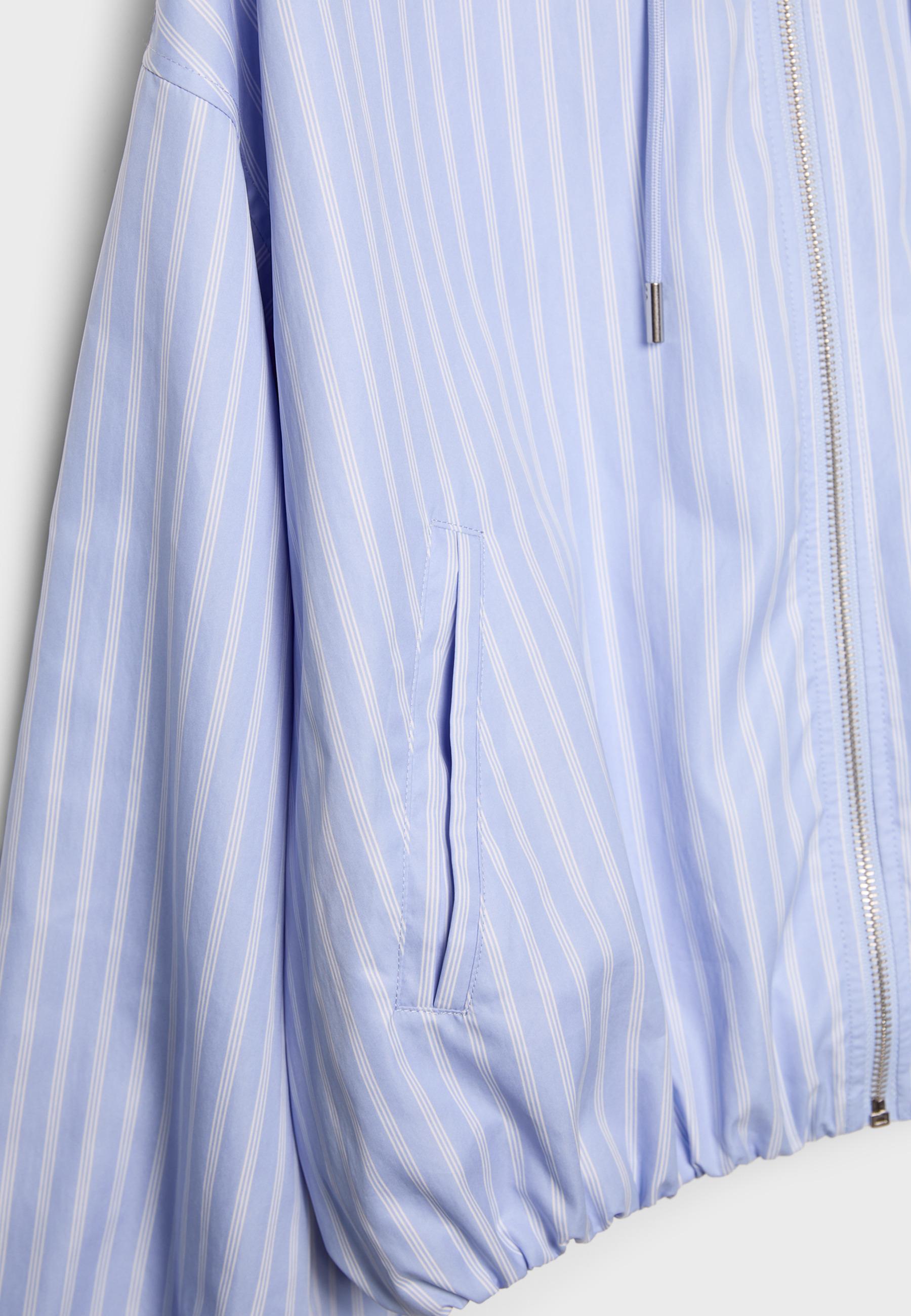 Basic striped nylon hooded jacket — Sky blue