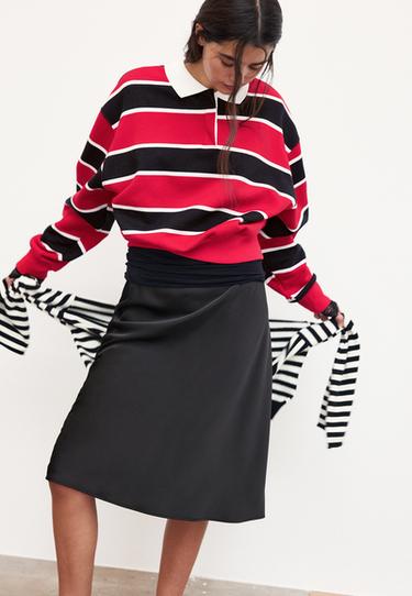 Striped polo sweatshirt — Red 1