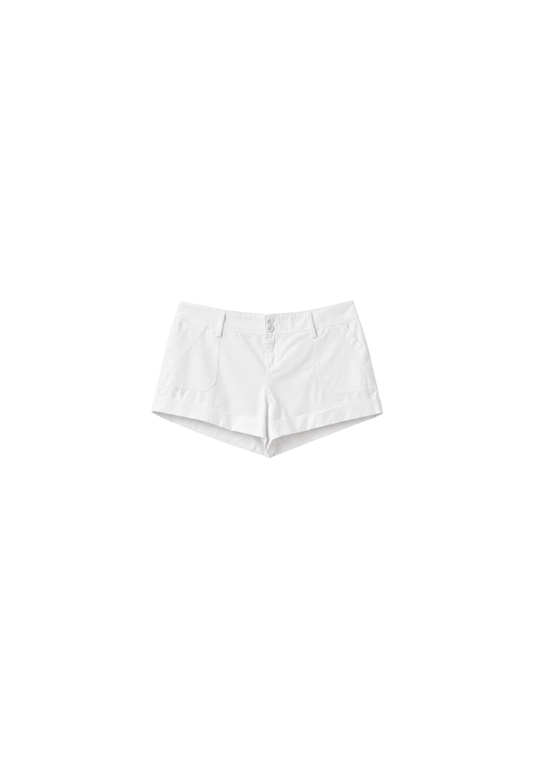 Turn-up mini shorts — White
