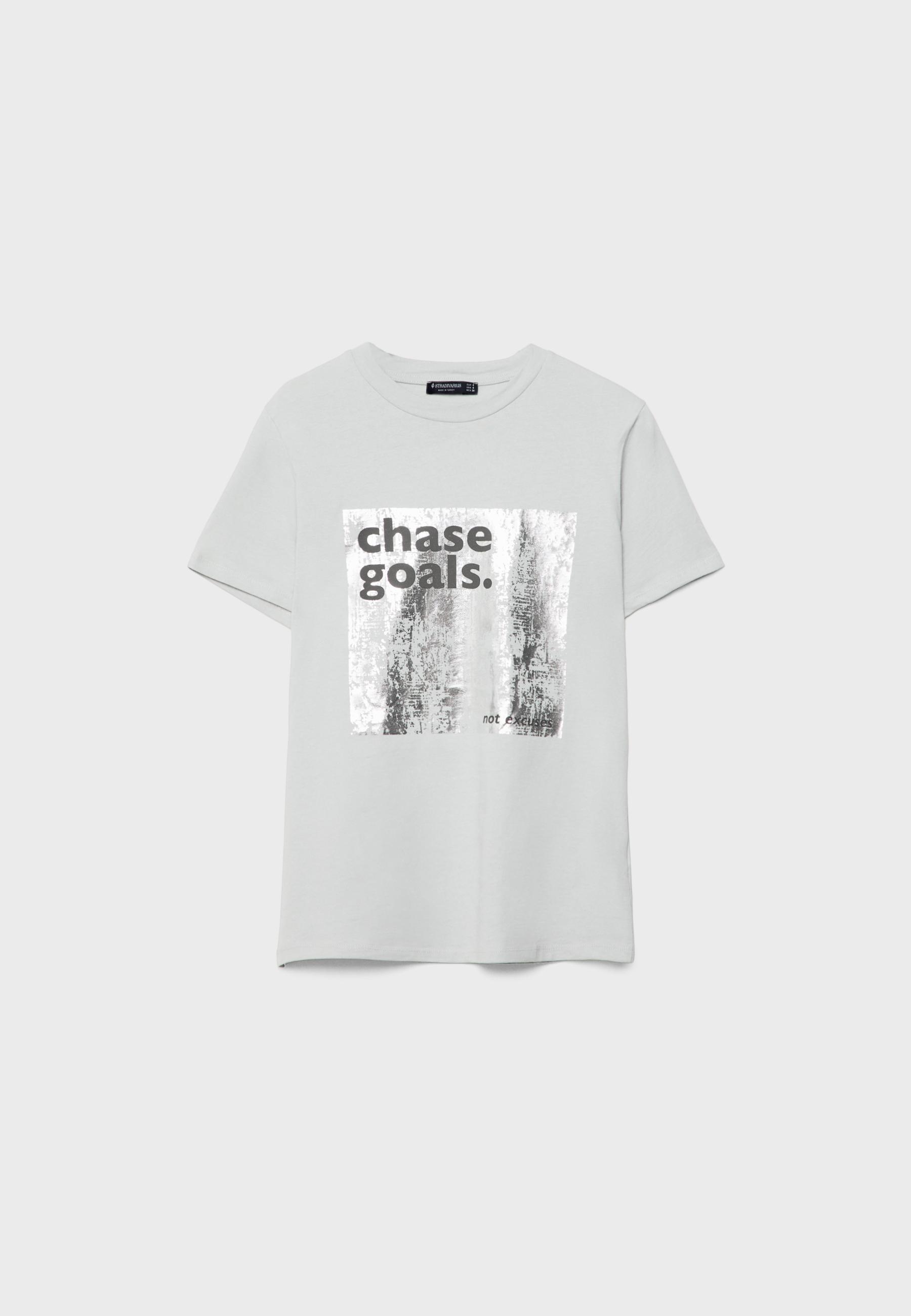 Metallic printed T-shirt - Women's fashion | Stradivarius