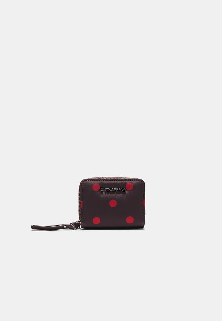 Stradivarius Πορτοφόλι-Θήκη Καρτών Πουά Καφέ Os