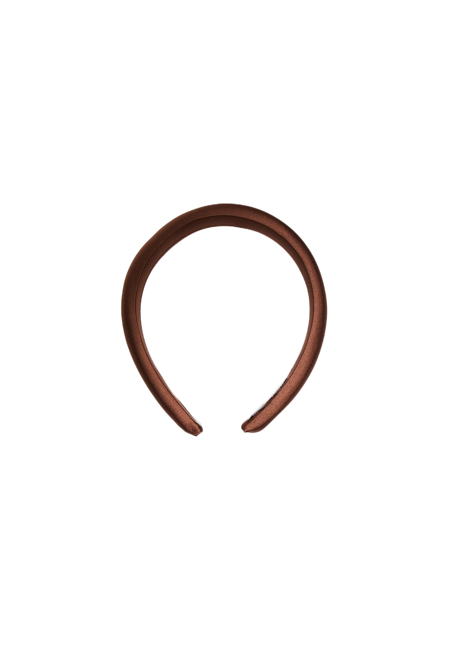 Rigid satin headband — Brown