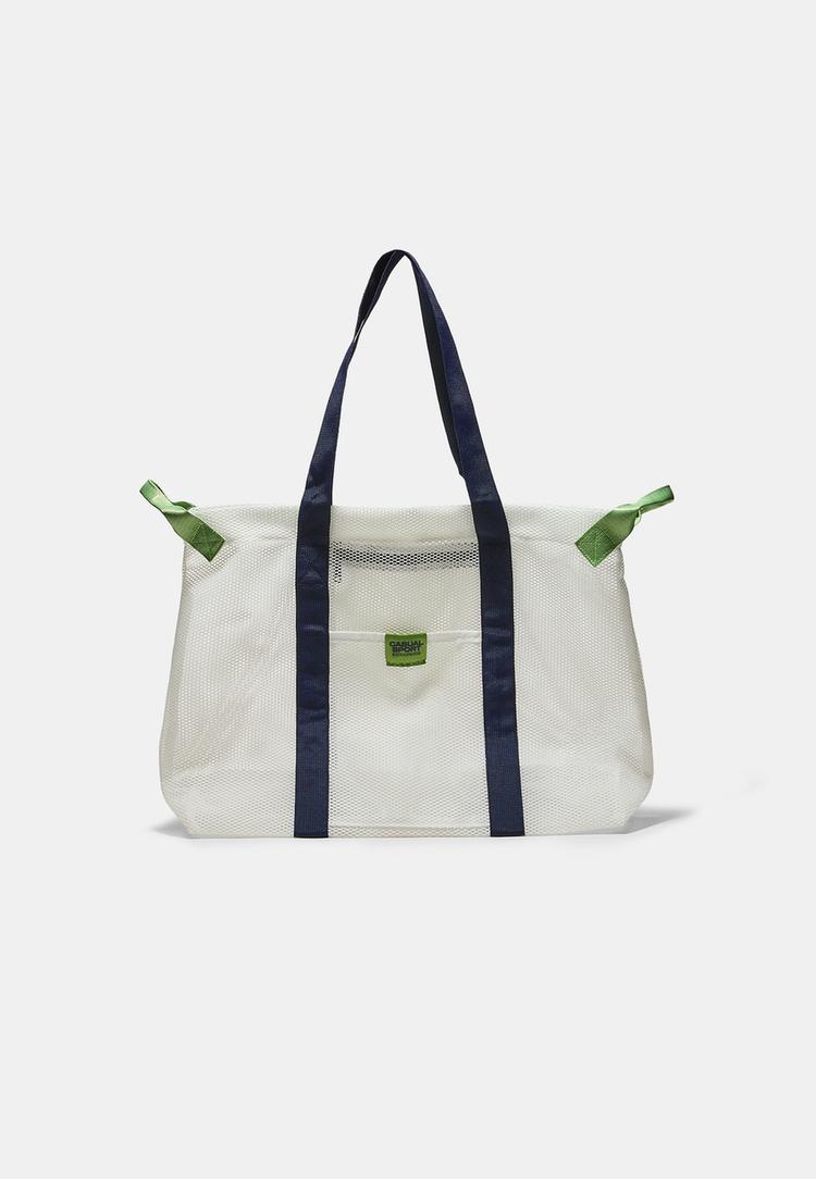 Stradivarius Τσάντα Shopper Με Δίχτυ Αντίθεσης Εκρού Os