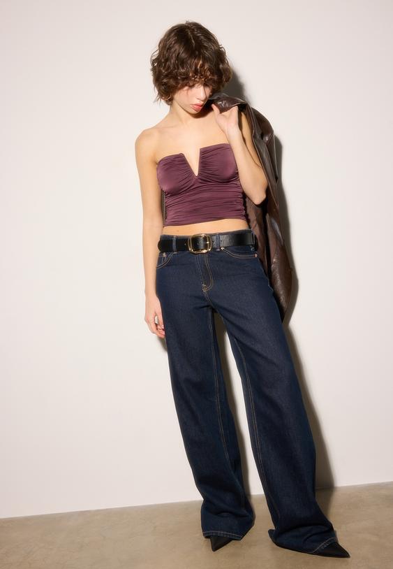 draped v detail bandeau top