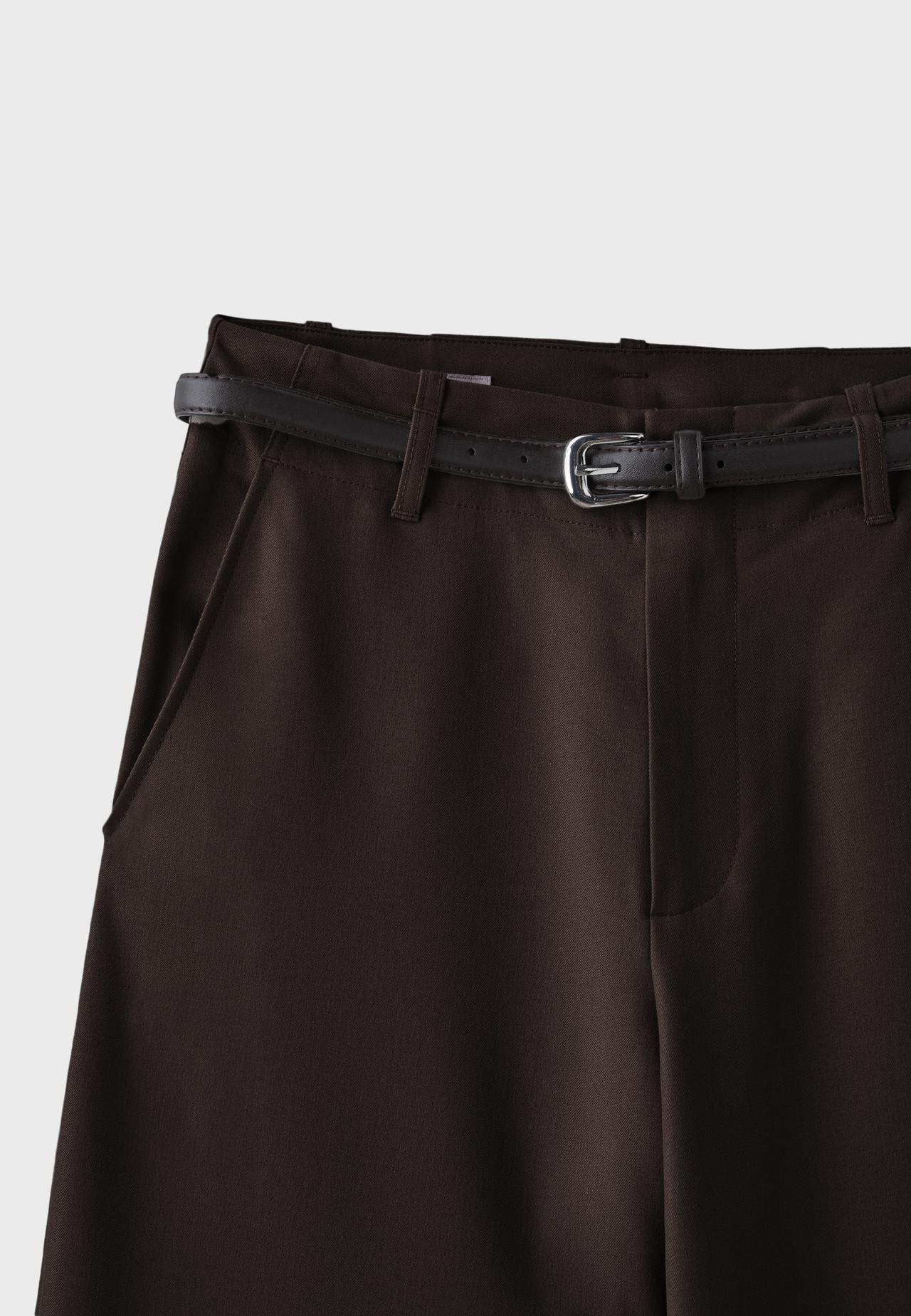 Flowing straight smart trousers with belt — Brown