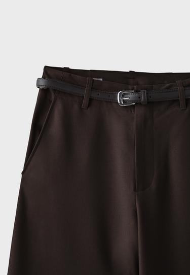 Flowing straight smart trousers with belt — Brown 9
