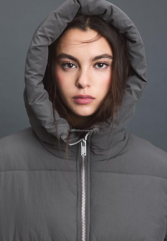 Stradivarius Puffer Coat Dark Grey M