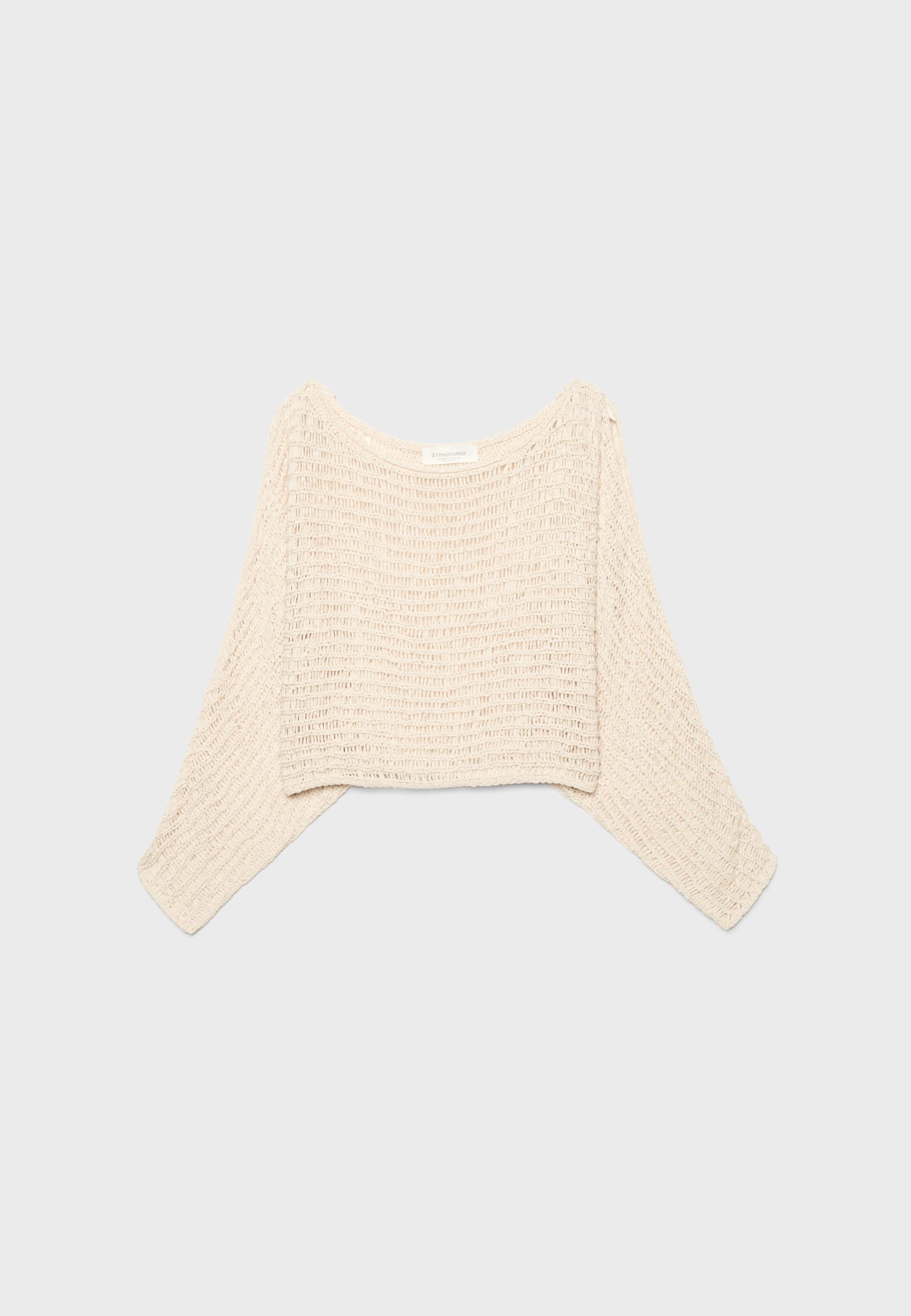 Cape knit jumper with ribbon — Vanilla