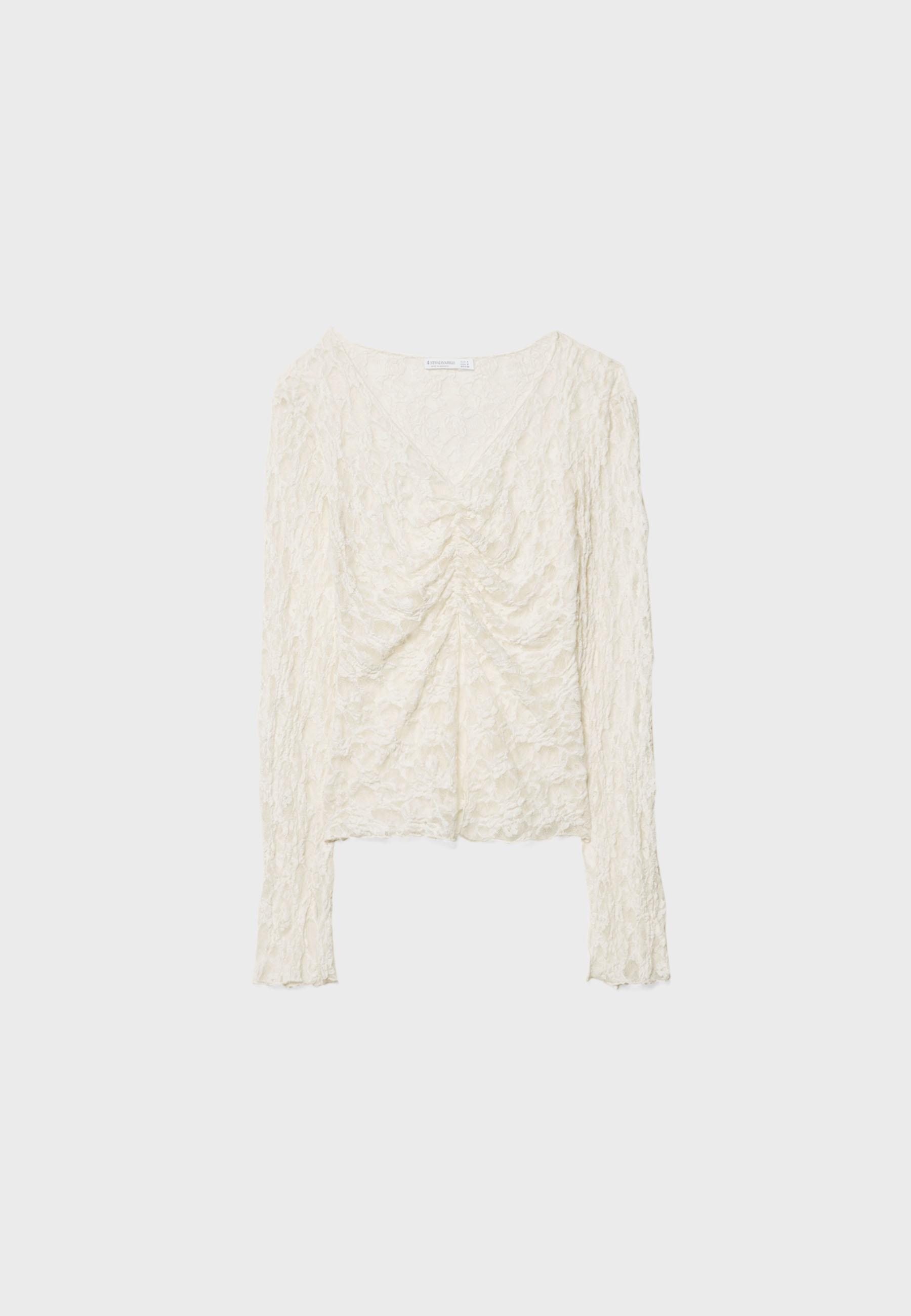 Long sleeve lace t-shirt - Women's fashion | Stradivarius Canada