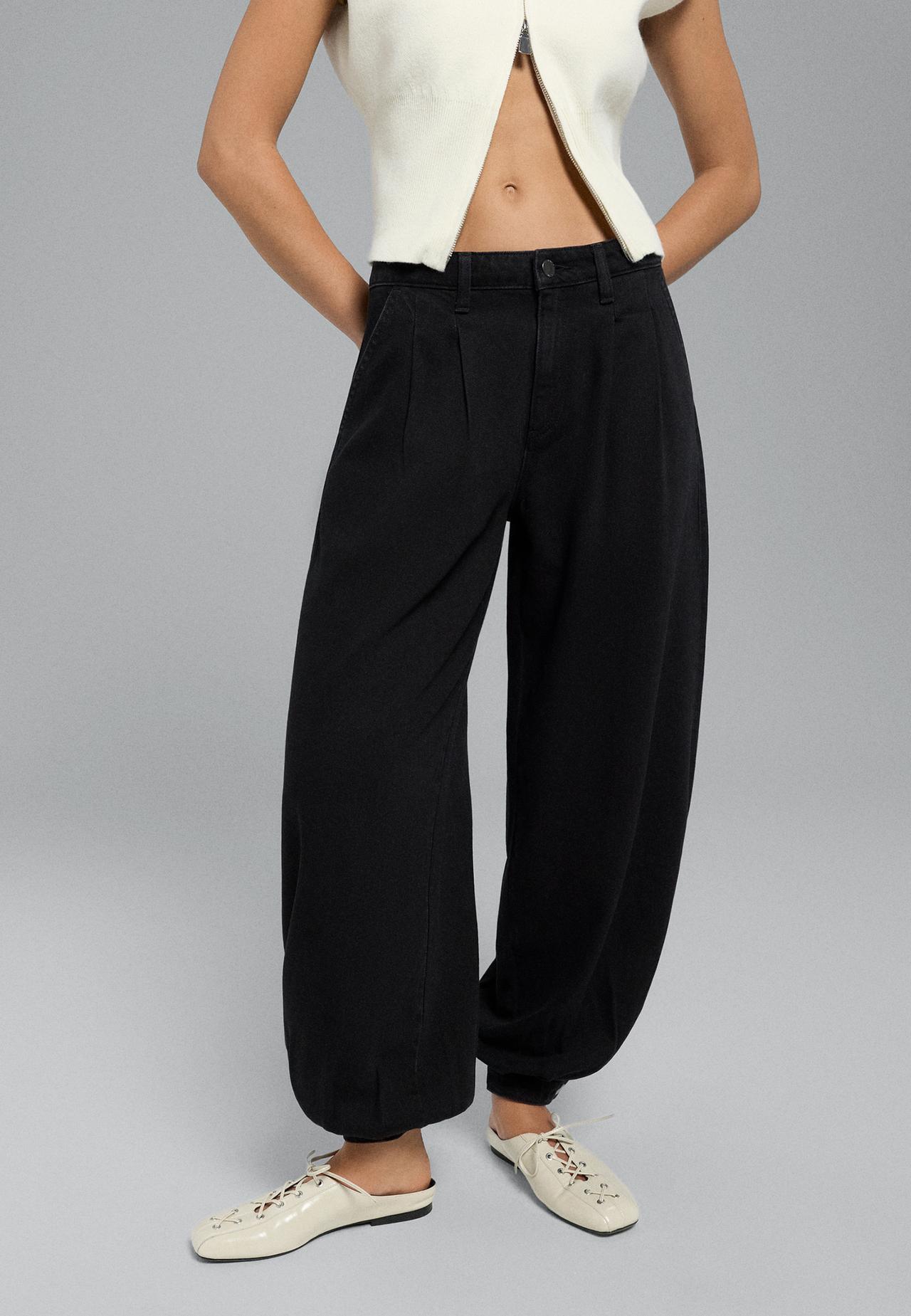 D72 sarouel trousers — BLACK DENIM WASH