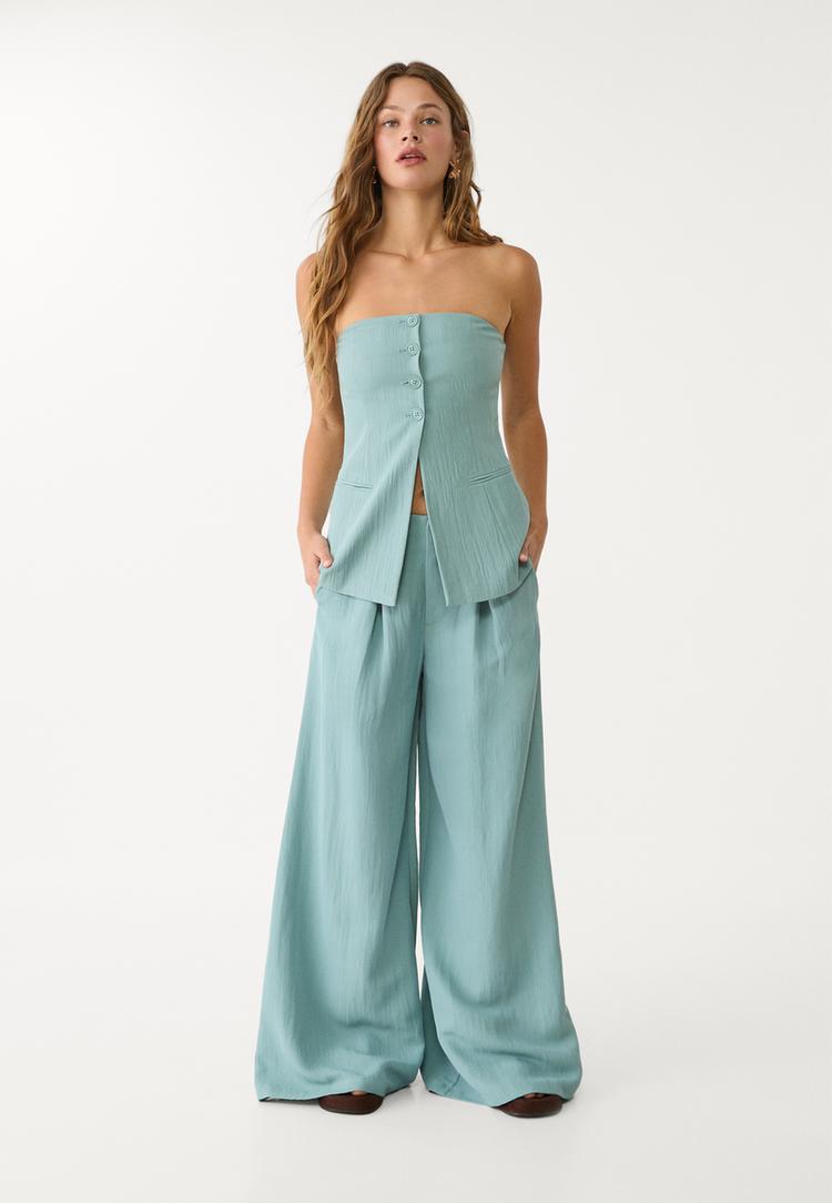 top bustier botones textura