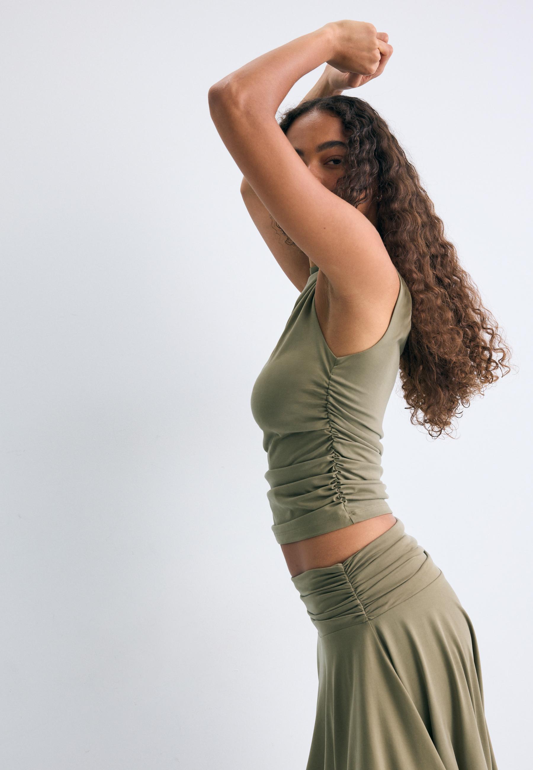 Draped fitted top — Olive green