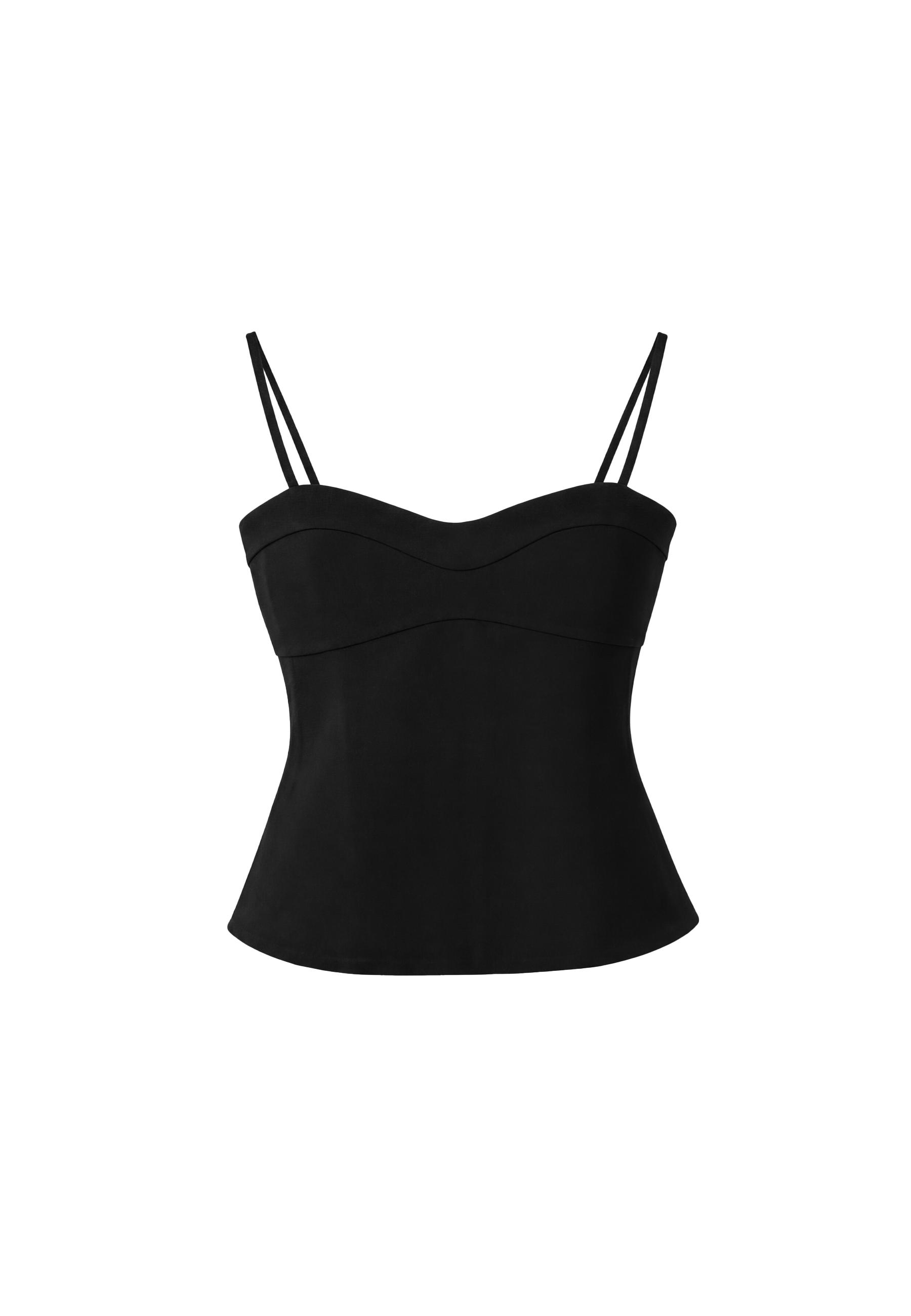 Fitted sweetheart neckline top — Black