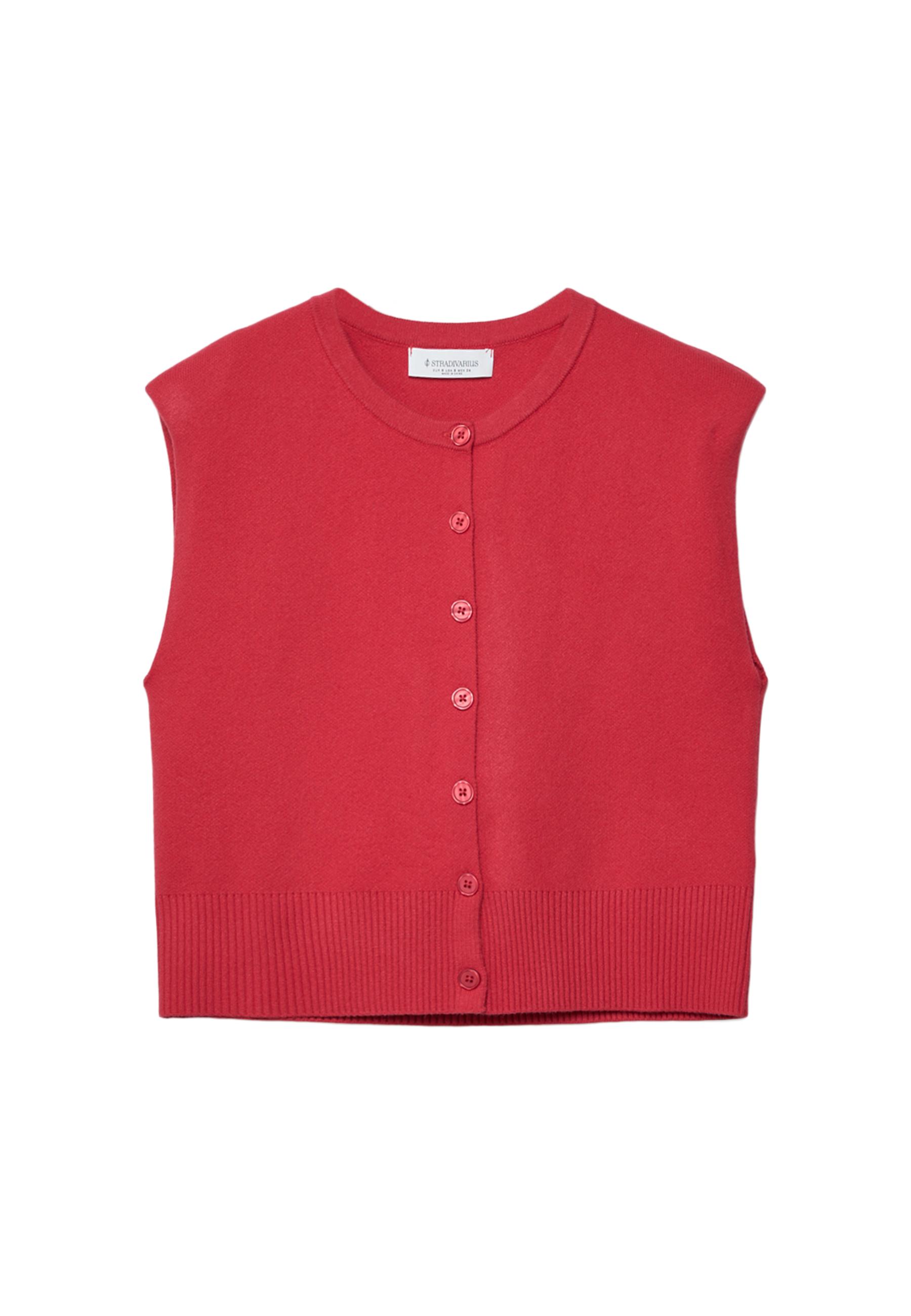 Knit vest with padded shoulders — Red