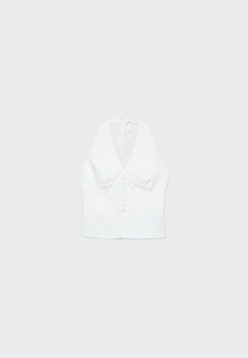 Top halter botones con lino