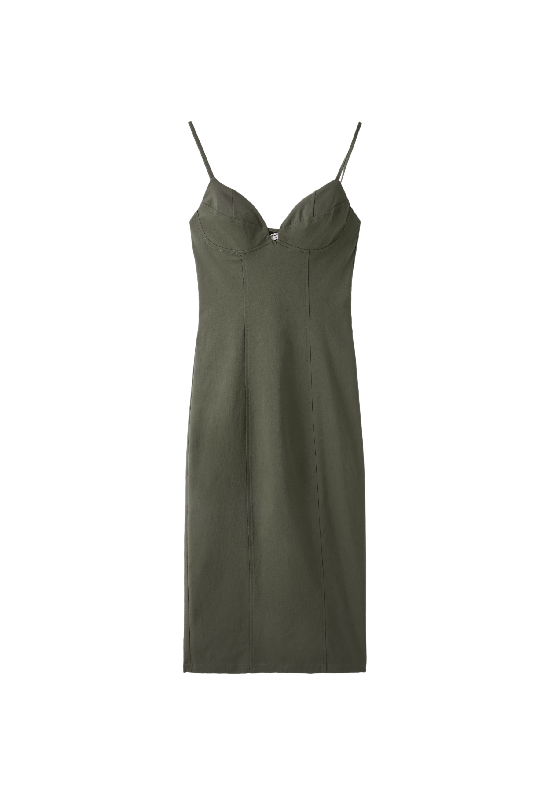 Bengaline midi dress with straps — Khaki