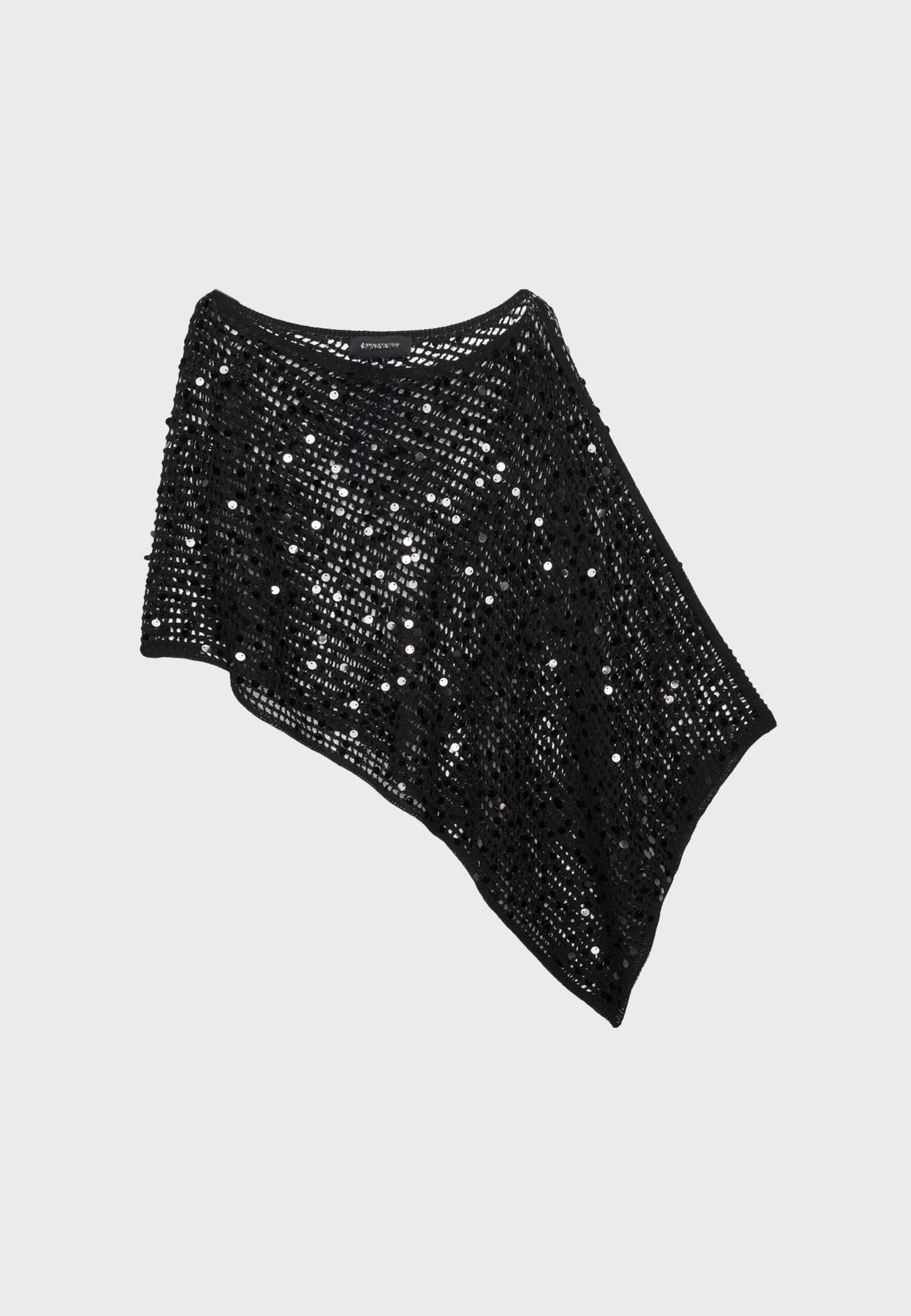 Sequin knit cape — Black
