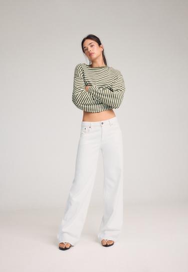 D91 low-rise wide-leg twill jeans — Vanilla 1